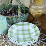 LOT DE 4 ASSIETTES CREUSES MOULIN DES LOUPS NAPPE VERTE