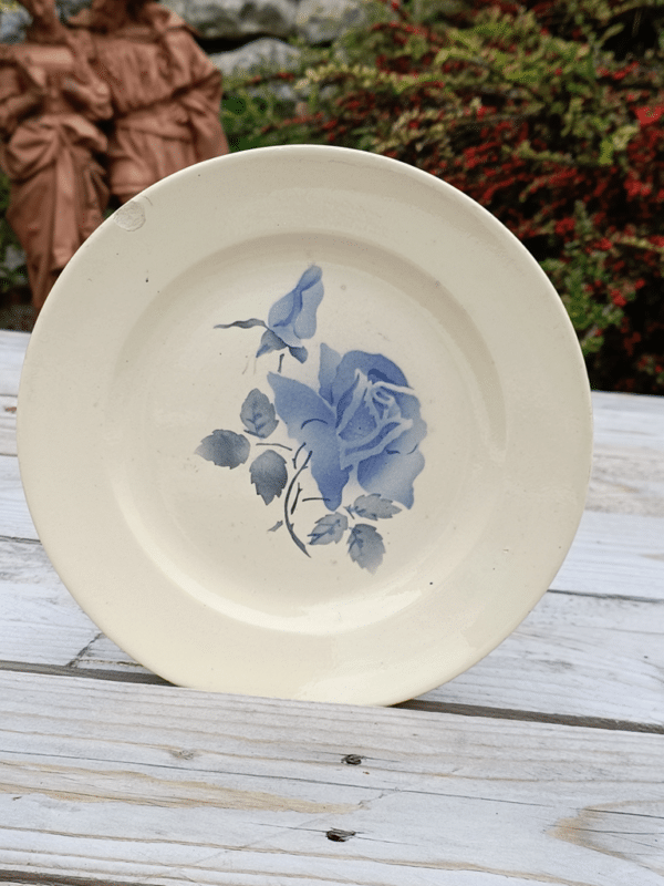 ASSIETTE DESSERT DIGOIN MOTIF ROSE BLEU
