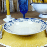 ASSIETTE A SOUPE BLEU FOND CREME – Image 2